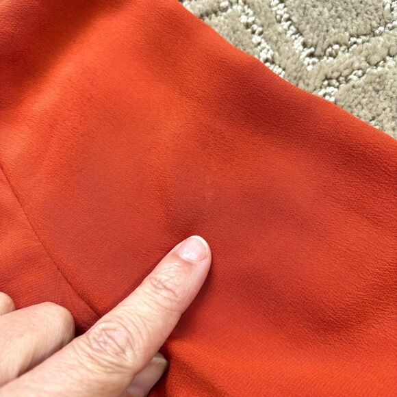 TORY BURCH Silk Blouse Women's Size 2 Orange Career Office Work V-Neck *READ* - Picture 11 of 14